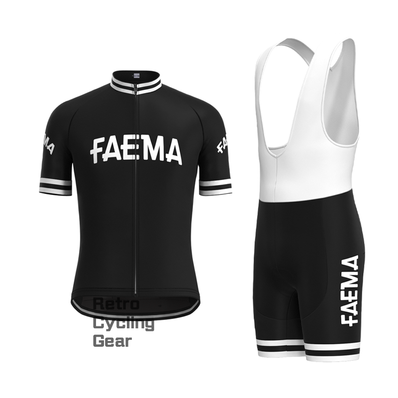FAEMA Black Retro Short Sleeve Cycling Kit