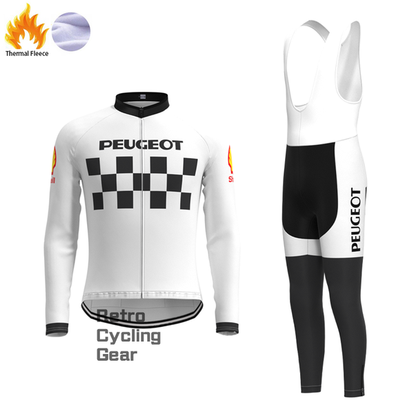 PEUGEOT White Fleece Retro Cycling Kits
