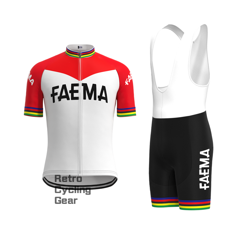 FAEMA White Retro Short Sleeve Cycling Kit