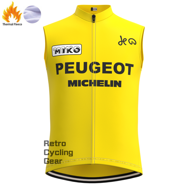 Peugeot Yellow 2 Fleece Retro Cycling Vest