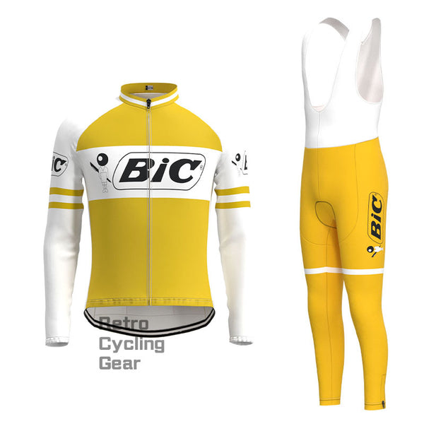 BIC Yellow Retro Long Sleeve Cycling Kit