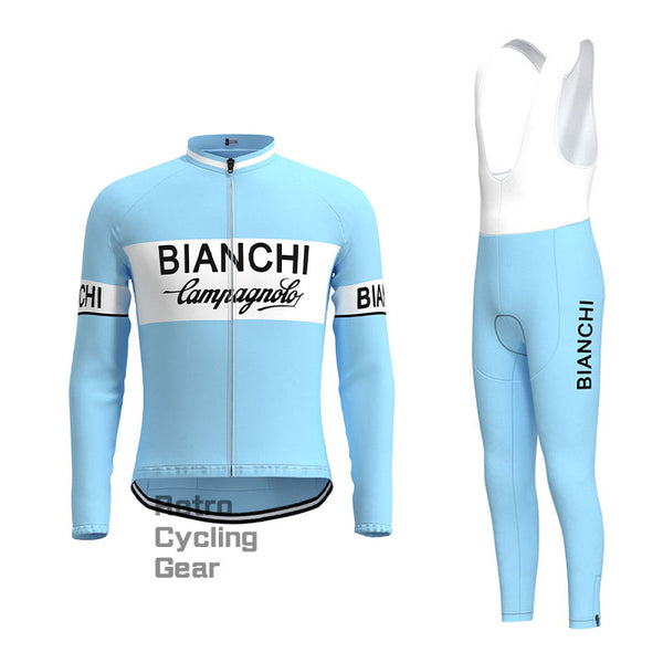 Bianchi Blue Retro Long Sleeve Cycling Kit