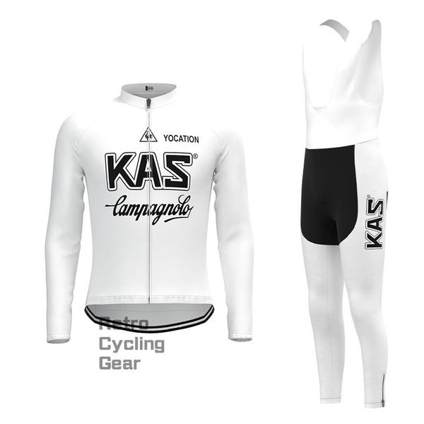 KAS White Retro Long Sleeve Cycling Kit
