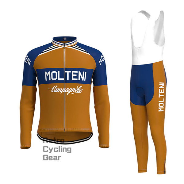 Molteni Brown-Blue Retro Long Sleeve Cycling Kit