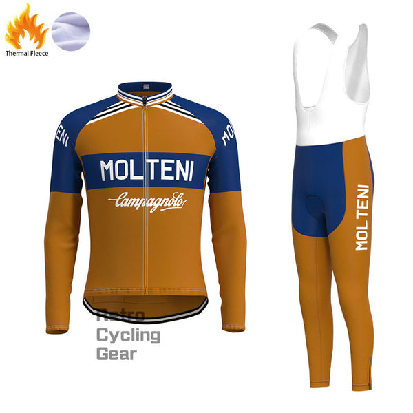 Molteni Brown-Blue Fleece Retro Cycling Kits