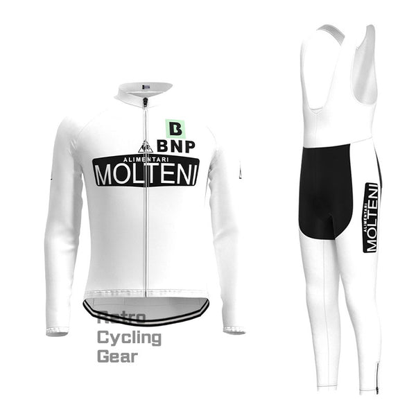 Molteni White Retro Long Sleeve Cycling Kit