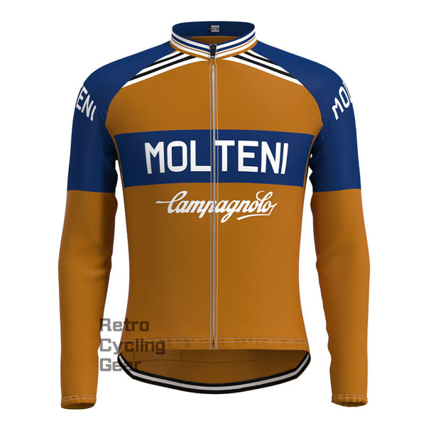 Molteni Brown-Blue Retro Long Sleeves Jersey