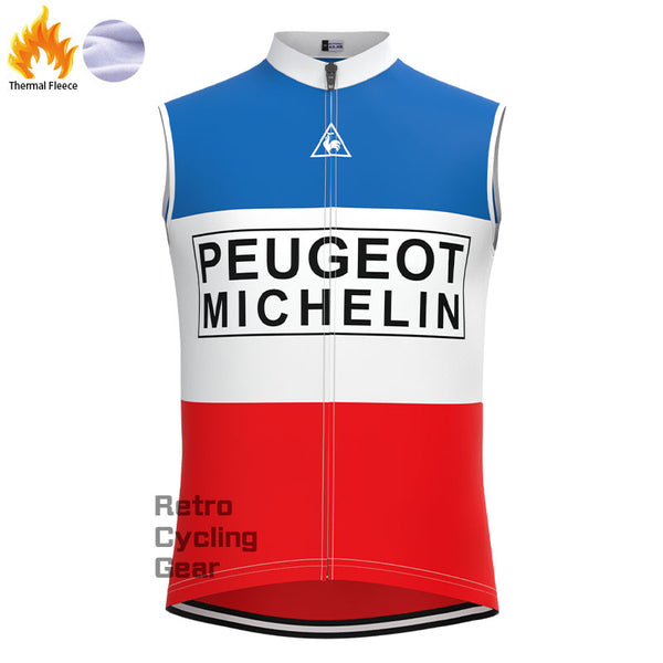 Peugeot Blue-Red Fleece Retro Cycling Vest