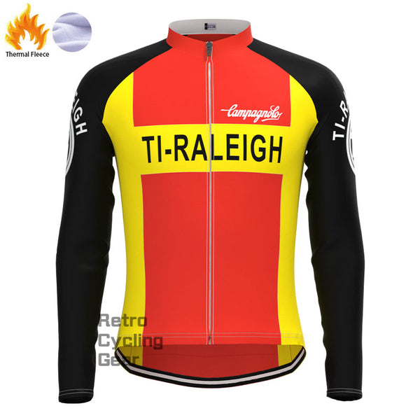 TI-Raleigh Red-Yellow Fleece Retro Long Sleeves Jerseys